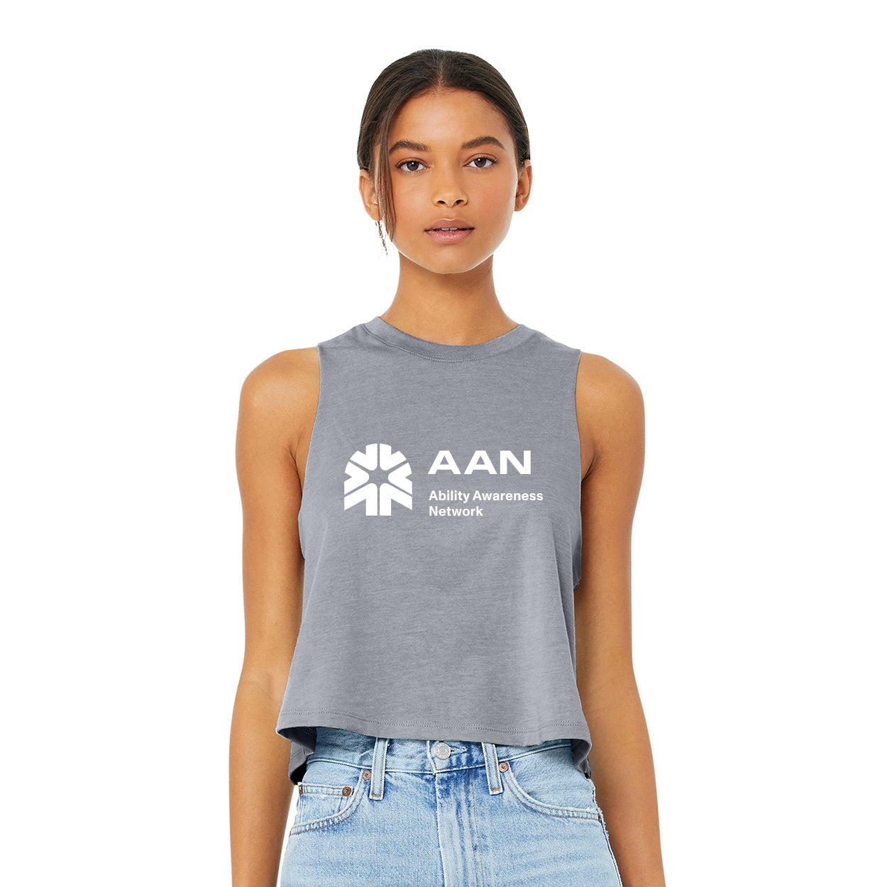 AAN LOGO DISTRESSED - BELLA+CANVAS RACERBACK CROPPED TANK