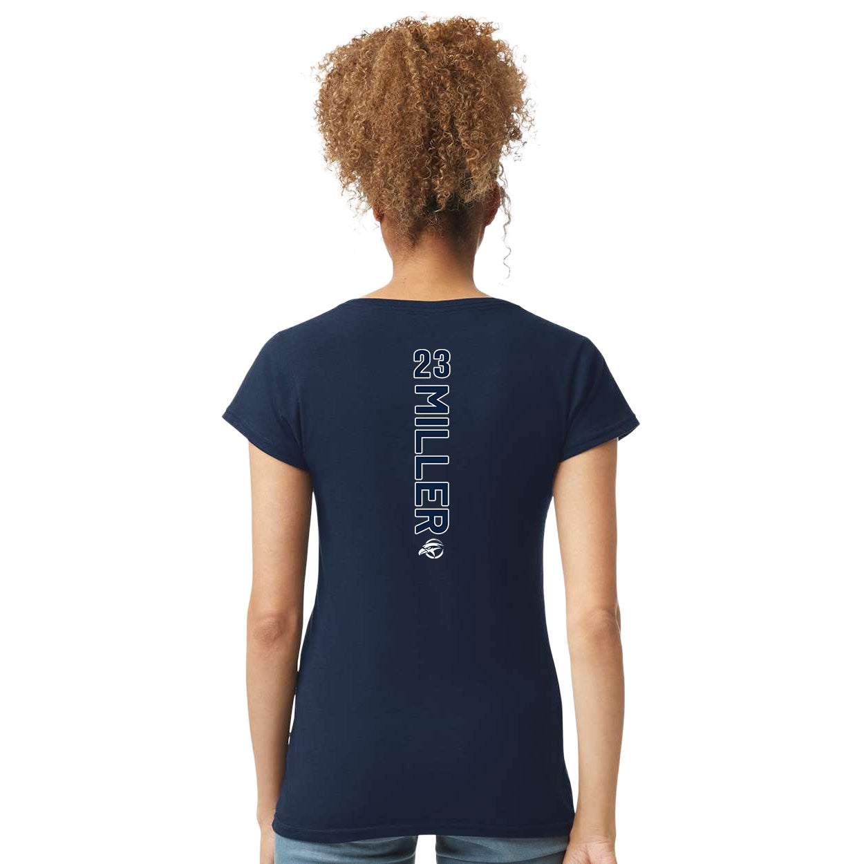 HAWKS BASEBALL PLAYER NAME (VERTICAL) WOMEN'S SOFTSTYLE V-NECK T-SHIRT