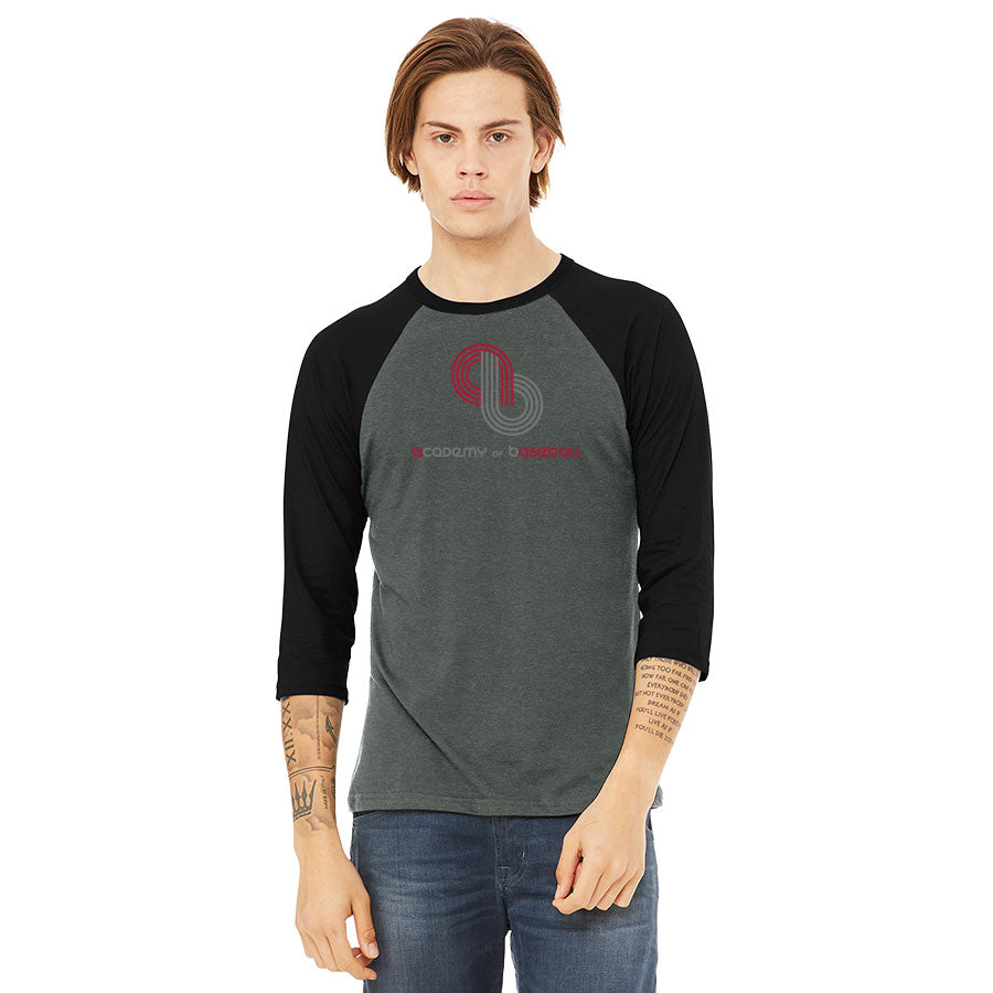 ACADEMY OF BASEBALL LOGO UNISEX 3/4-SLEEVE BASEBALL TEE