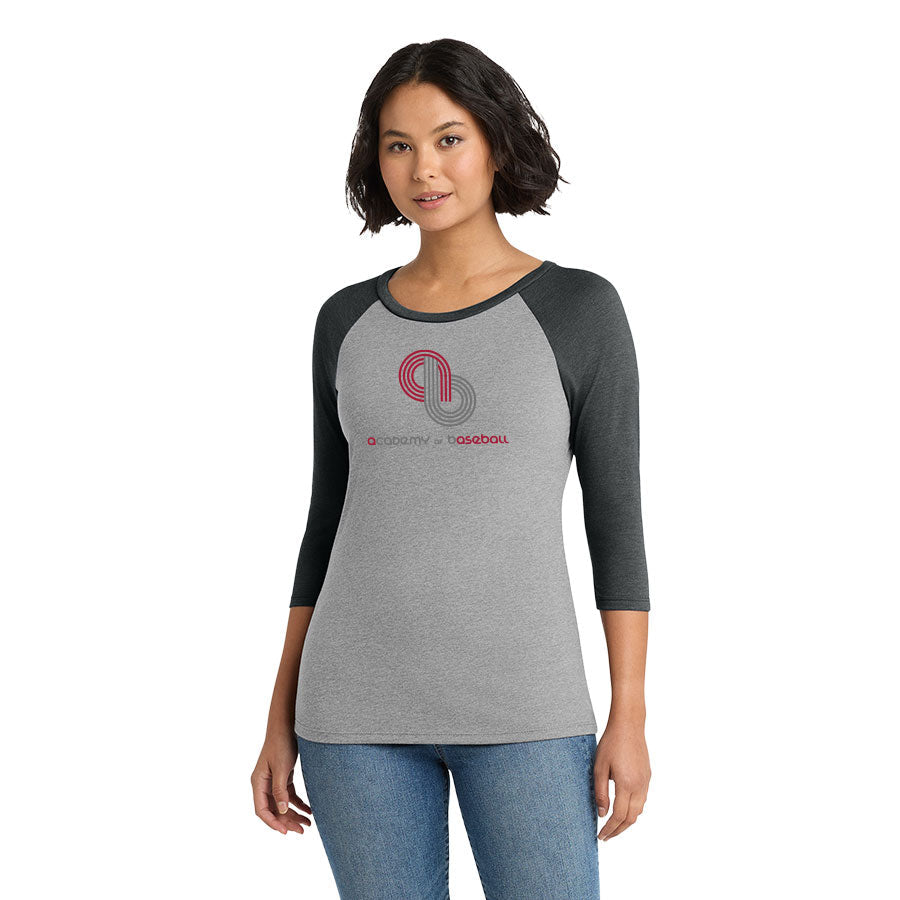 ACADEMY OF BASEBALL LOGO 3/4-SLEEVE RAGLAN - RED OUTLINE