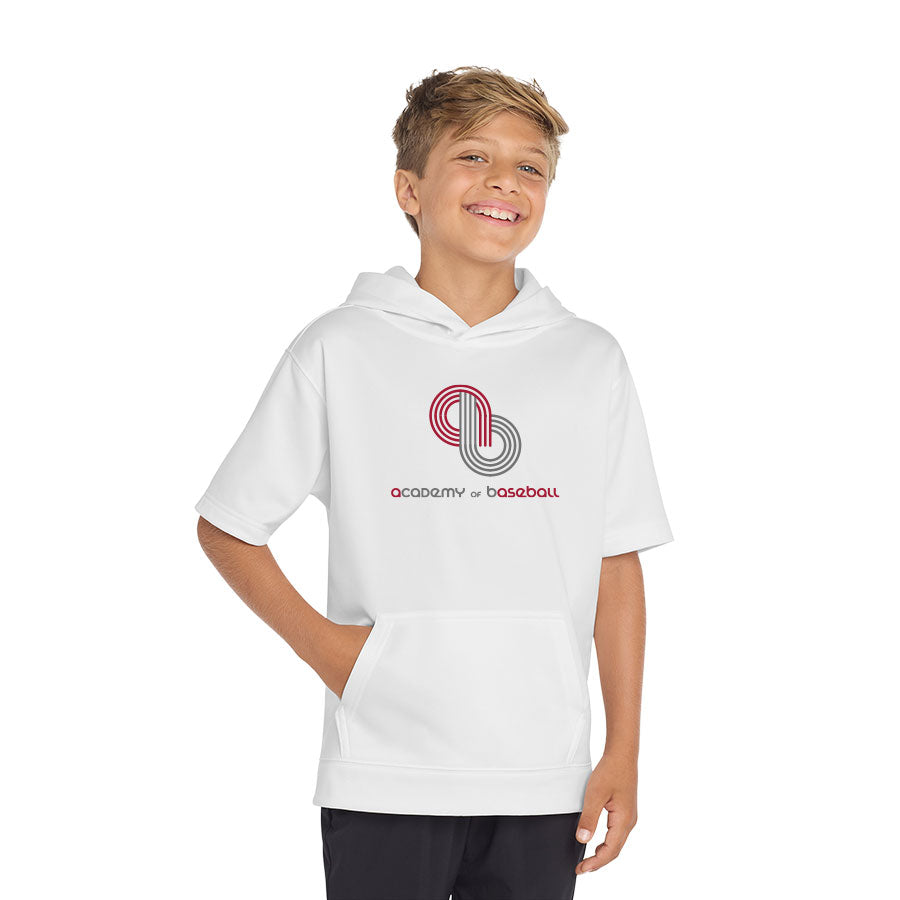 ACADEMY OF BASEBALL LOGO YOUTH PERFORMANCE FLEECE SHORT SLEEVE HOODED PULLOVER