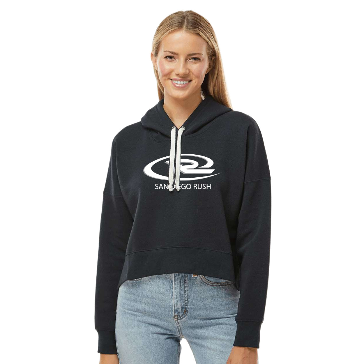 SAN DIEGO RUSH LOGO DISTRESSED - INDEPENDENT TRADING CO. CROP HOODED PULLOVER