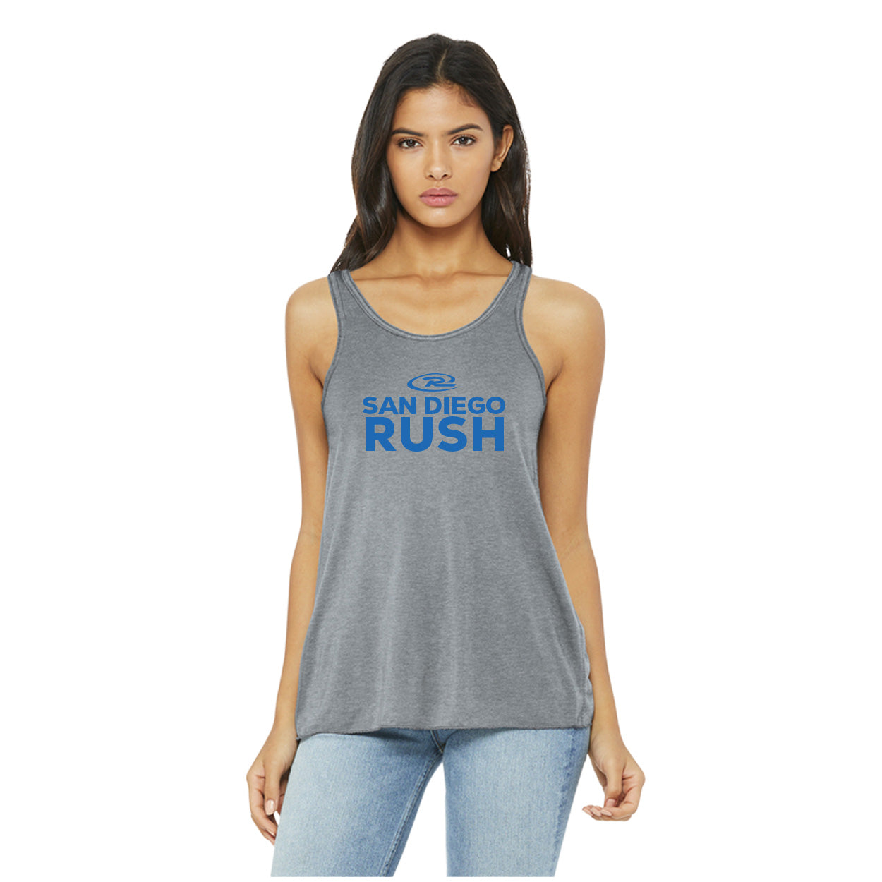 SAN DIEGO RUSH STACKED BELLA+CANVAS  FLOWY RACERBACK TANK
