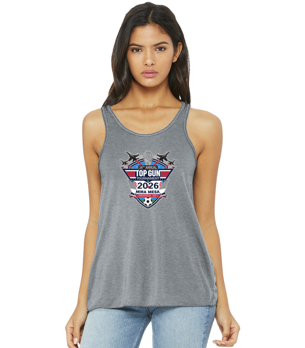 2026 MIRA MESA TOP GUN TOURNAMENT LOGO BELLA+CANVAS  FLOWY RACERBACK TANK
