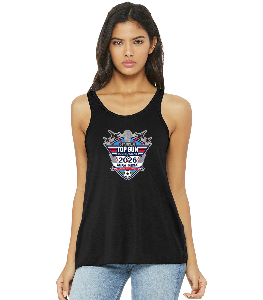 2026 MIRA MESA TOP GUN TOURNAMENT LOGO BELLA+CANVAS  FLOWY RACERBACK TANK