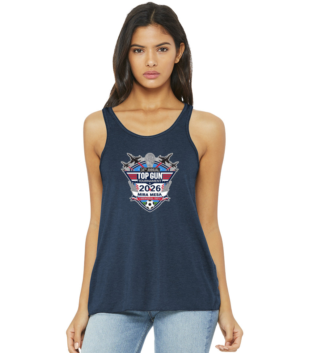 2026 MIRA MESA TOP GUN TOURNAMENT LOGO BELLA+CANVAS  FLOWY RACERBACK TANK