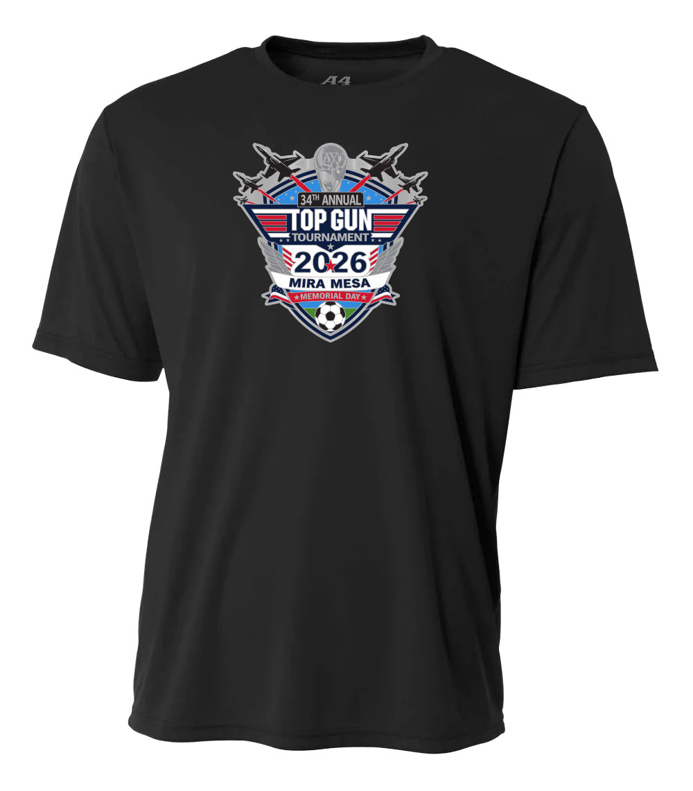 2026 MIRA MESA TOP GUN TOURNAMENT LOGO PERFORMANCE SHORT SLEEVE TEE - UNISEX AND YOUTH