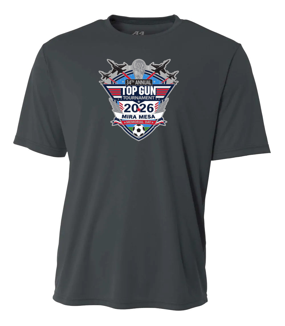 2026 MIRA MESA TOP GUN TOURNAMENT LOGO PERFORMANCE SHORT SLEEVE TEE - UNISEX AND YOUTH