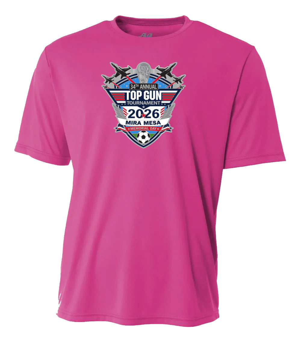 2026 MIRA MESA TOP GUN TOURNAMENT LOGO PERFORMANCE SHORT SLEEVE TEE - UNISEX AND YOUTH