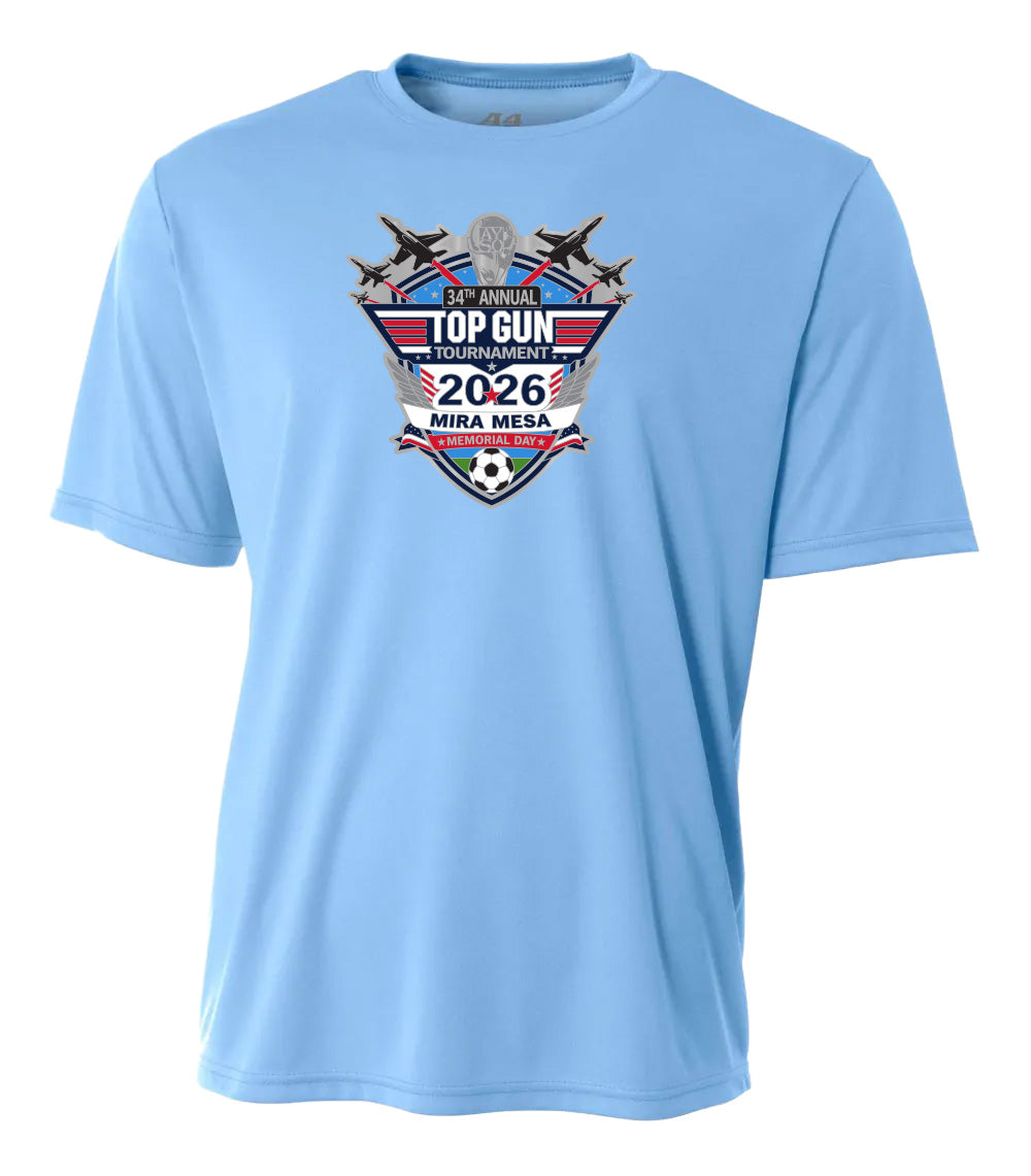 2026 MIRA MESA TOP GUN TOURNAMENT LOGO PERFORMANCE SHORT SLEEVE TEE - UNISEX AND YOUTH