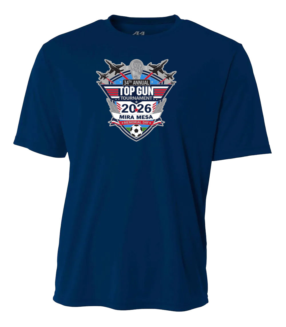 2026 MIRA MESA TOP GUN TOURNAMENT LOGO PERFORMANCE SHORT SLEEVE TEE - UNISEX AND YOUTH