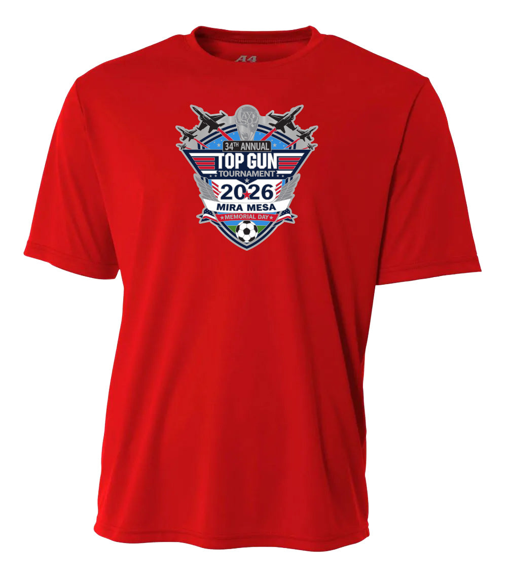 2026 MIRA MESA TOP GUN TOURNAMENT LOGO PERFORMANCE SHORT SLEEVE TEE - UNISEX AND YOUTH