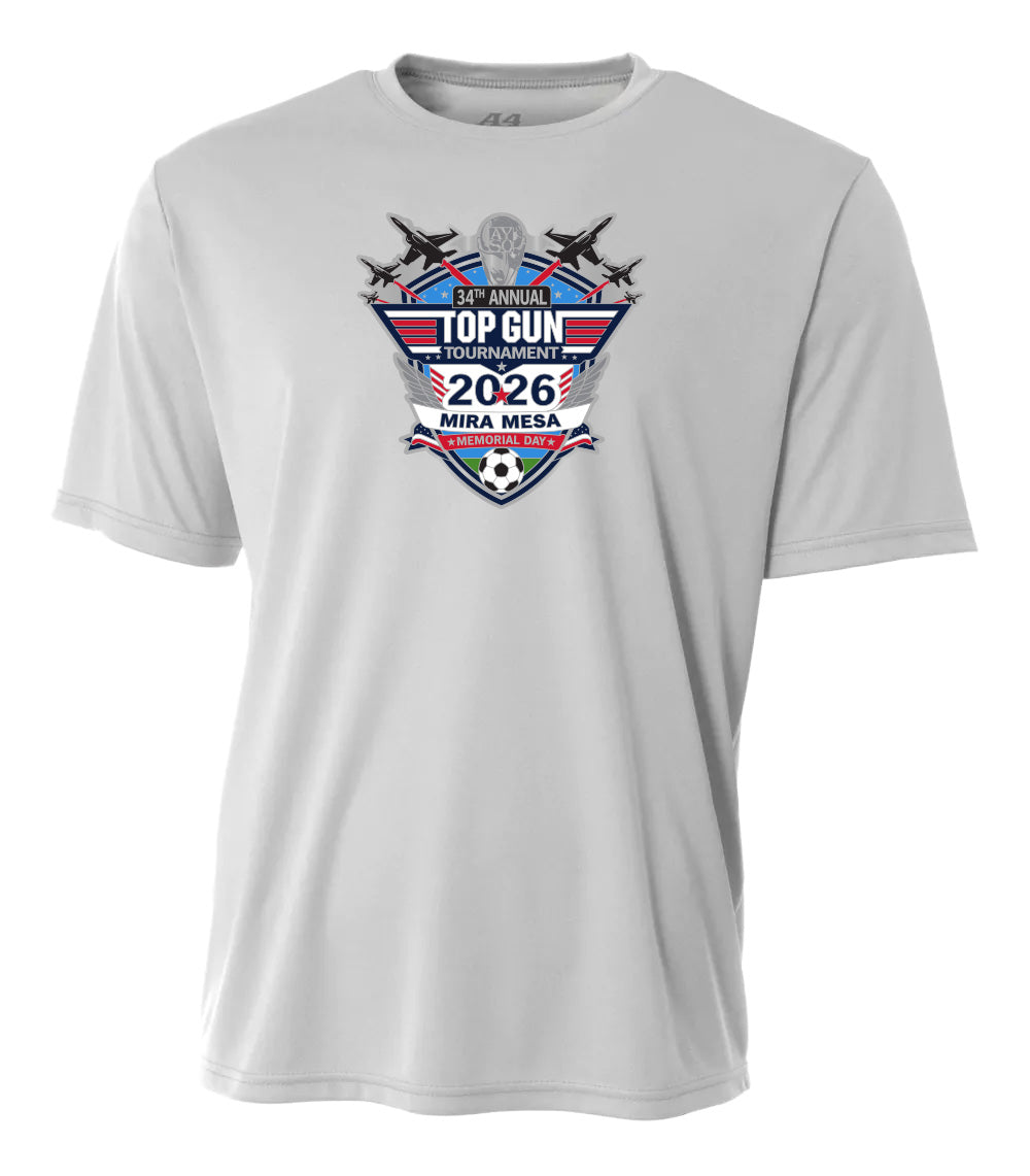 2026 MIRA MESA TOP GUN TOURNAMENT LOGO PERFORMANCE SHORT SLEEVE TEE - UNISEX AND YOUTH