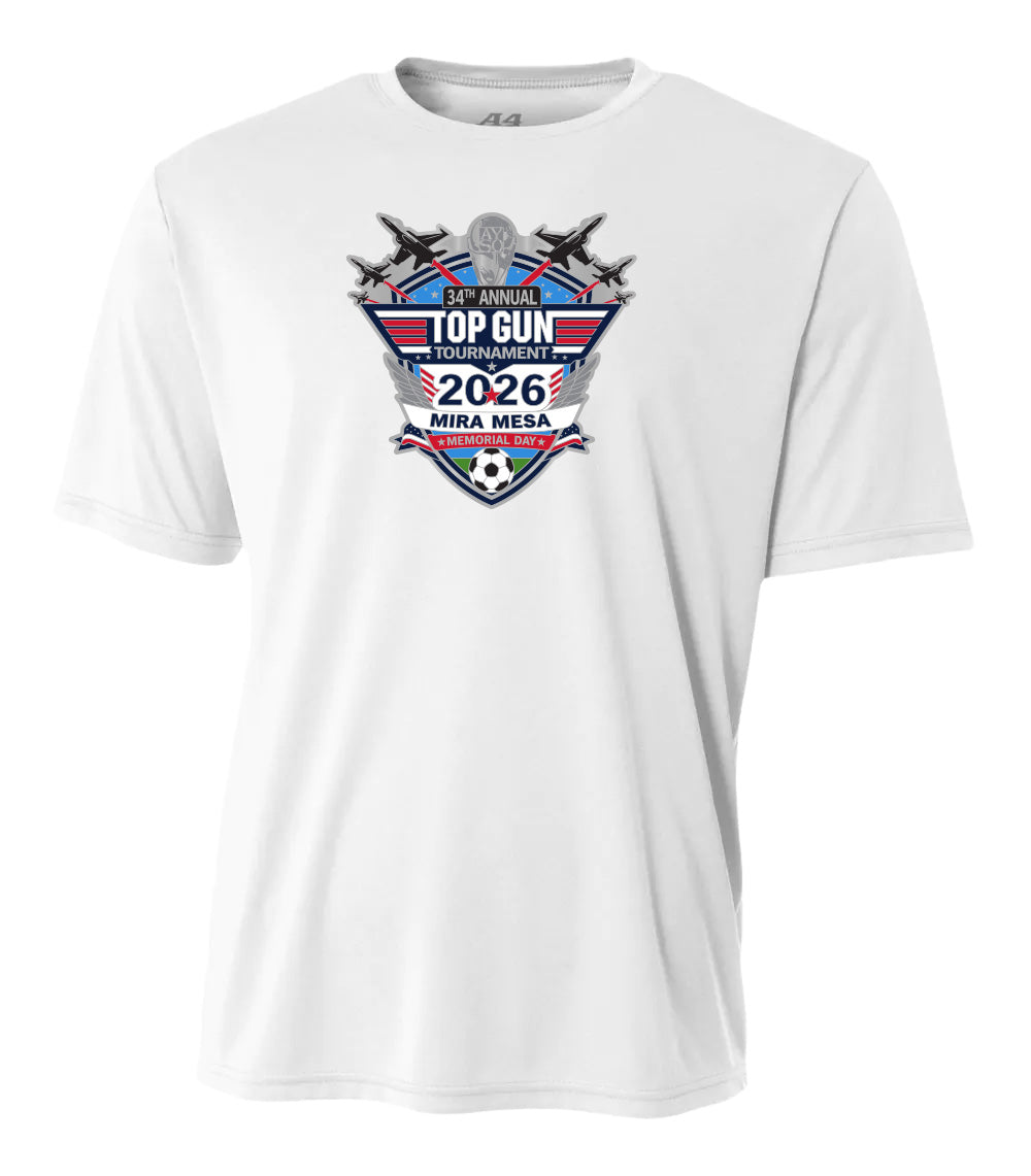 2026 MIRA MESA TOP GUN TOURNAMENT LOGO PERFORMANCE SHORT SLEEVE TEE - UNISEX AND YOUTH