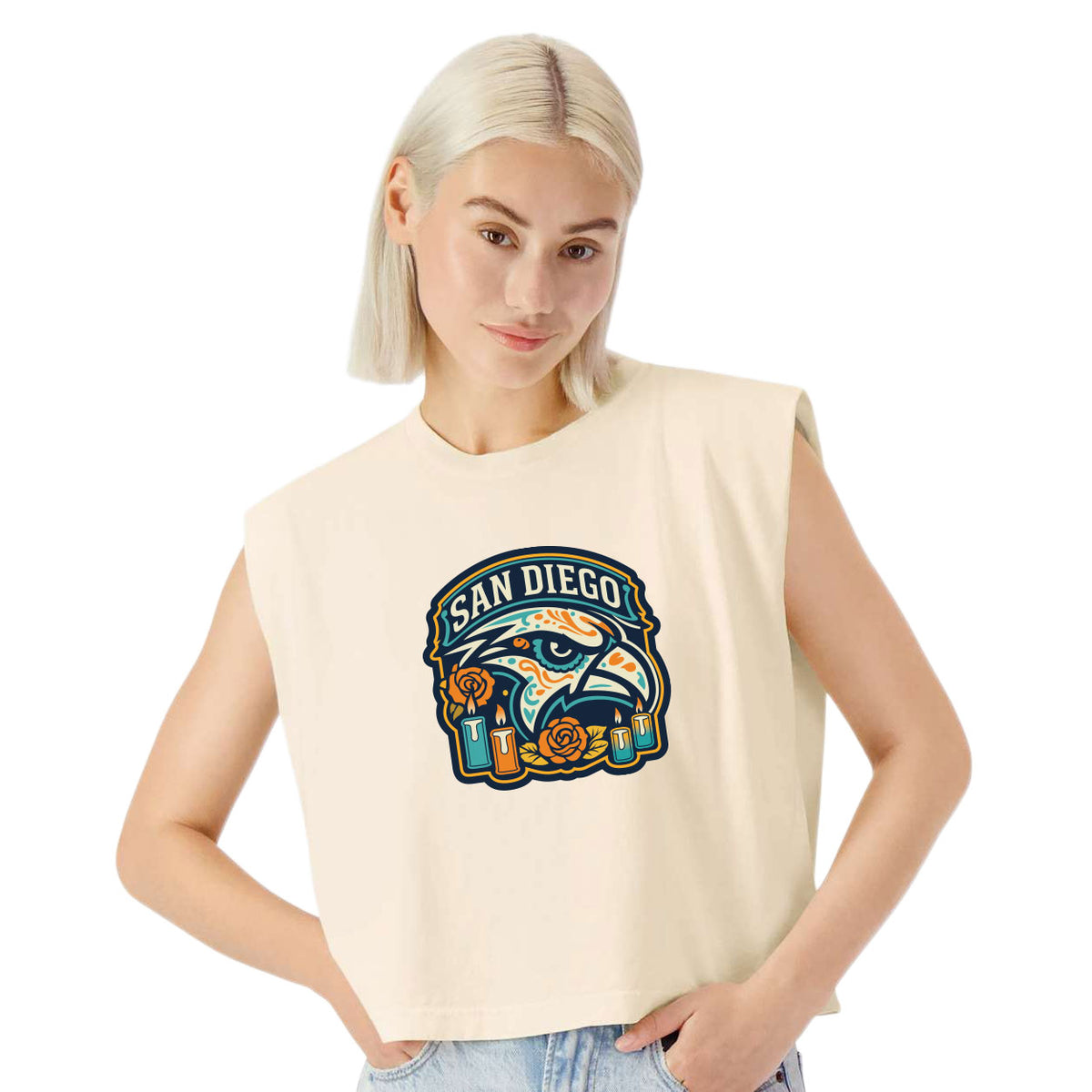 HAWKS CITY CONNECT II GARMENT-DYED WOMEN'S HEAVYWEIGHT MUSCLE TEE