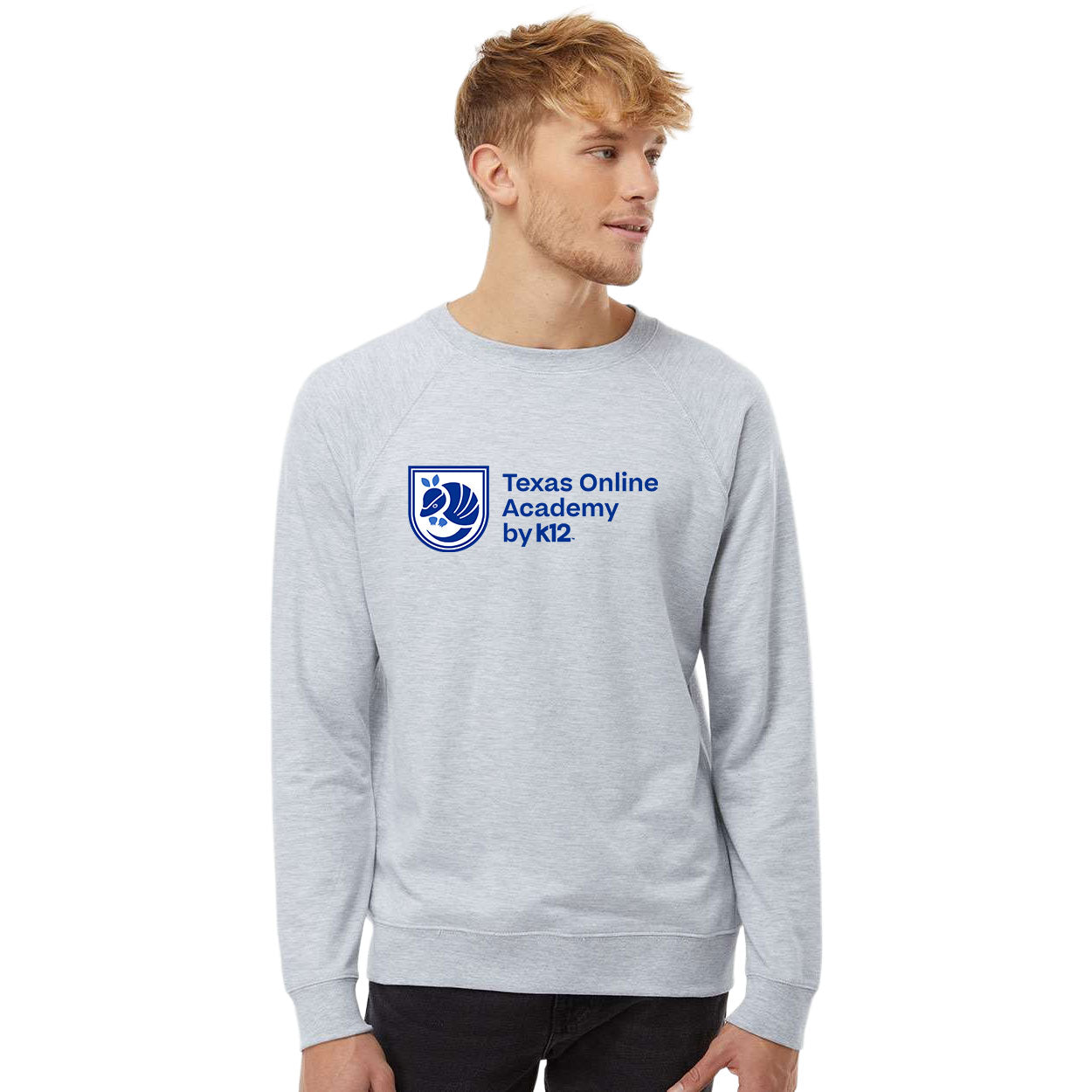 TEXAS ONLINE ACADEMY LOGO LIGHTWEIGHT LOOPBACK TERRY CREWNECK SWEATSHIRT