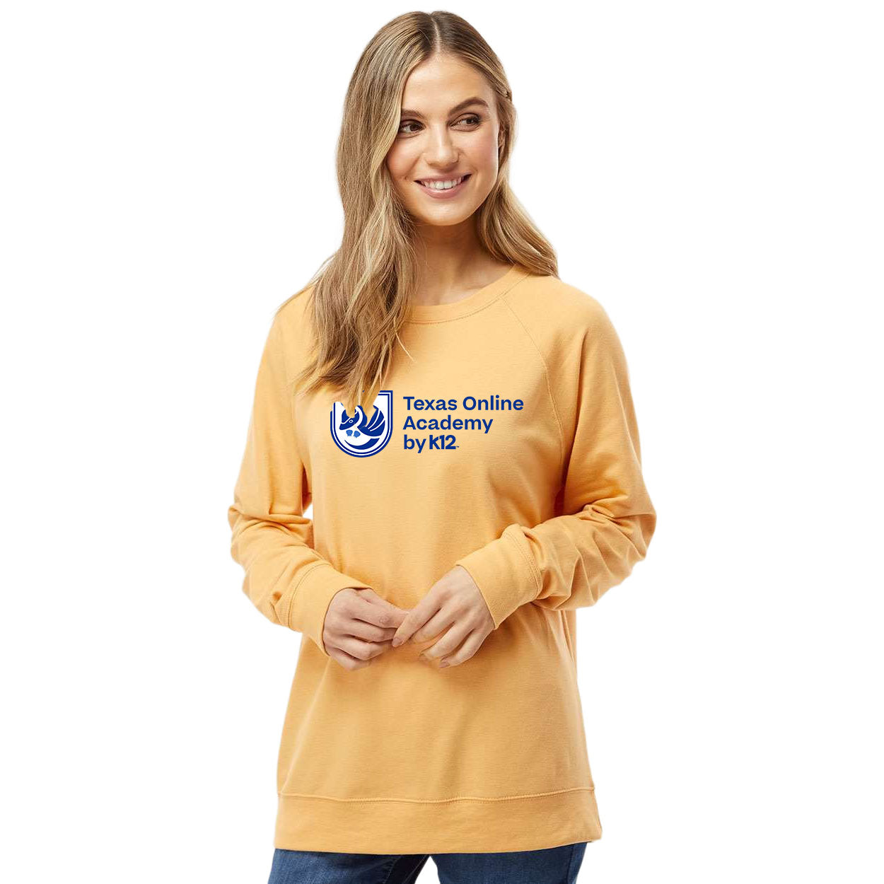 TEXAS ONLINE ACADEMY LOGO LIGHTWEIGHT LOOPBACK TERRY CREWNECK SWEATSHIRT