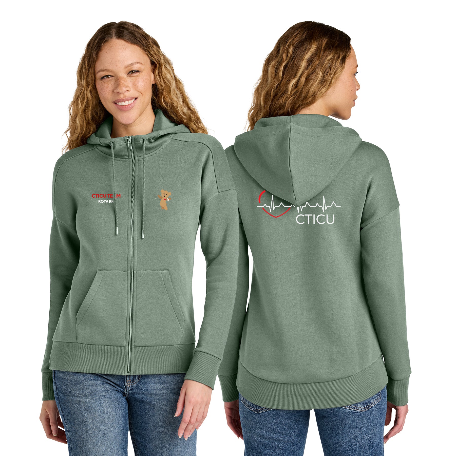 CTICU Women's Fleece Drop Shoulder Full-Zip Hoodie