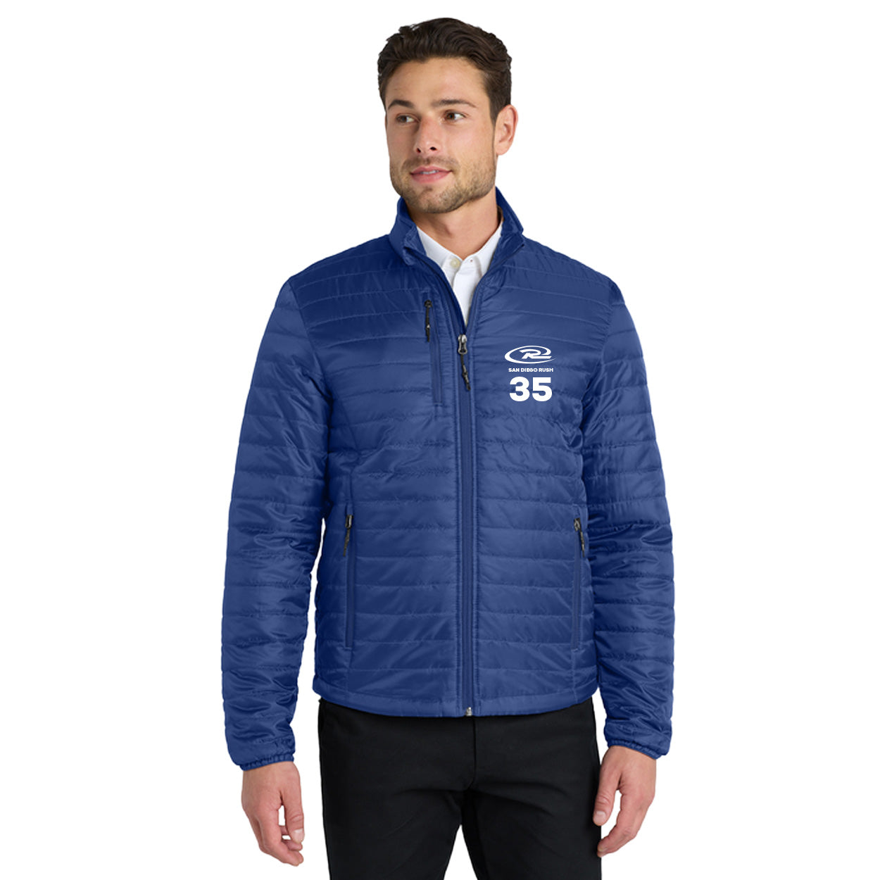 SAN DIEGO RUSH EMBROIDERED LOGO PACKABLE PUFFY JACKET