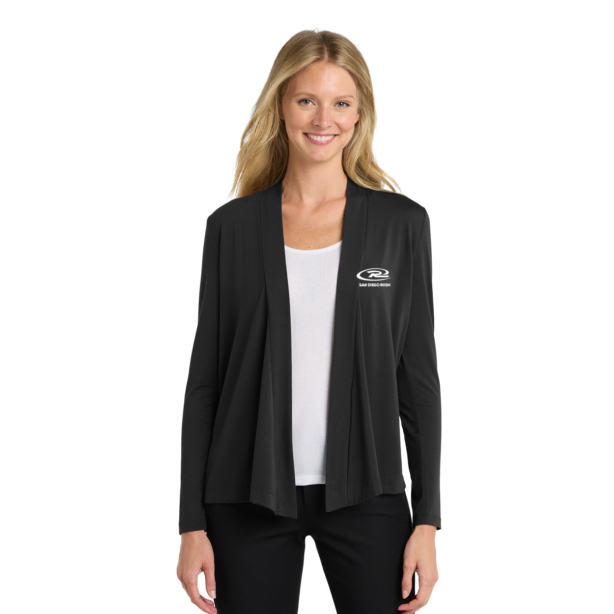 SAN DIEGO RUSH EMBROIDERED LOGO LADIES CONCEPT OPEN CARDIGAN