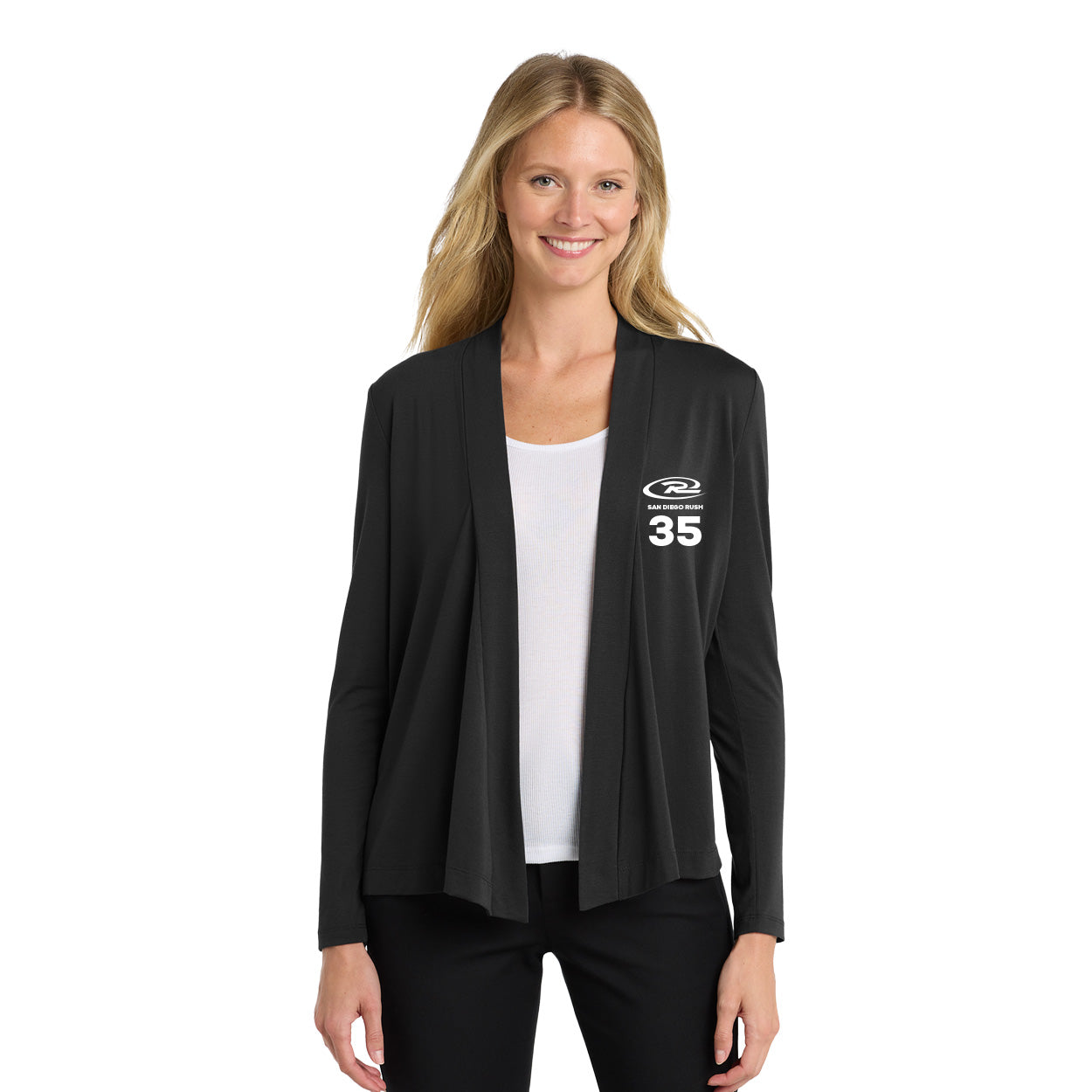 SAN DIEGO RUSH EMBROIDERED LOGO LADIES CONCEPT OPEN CARDIGAN