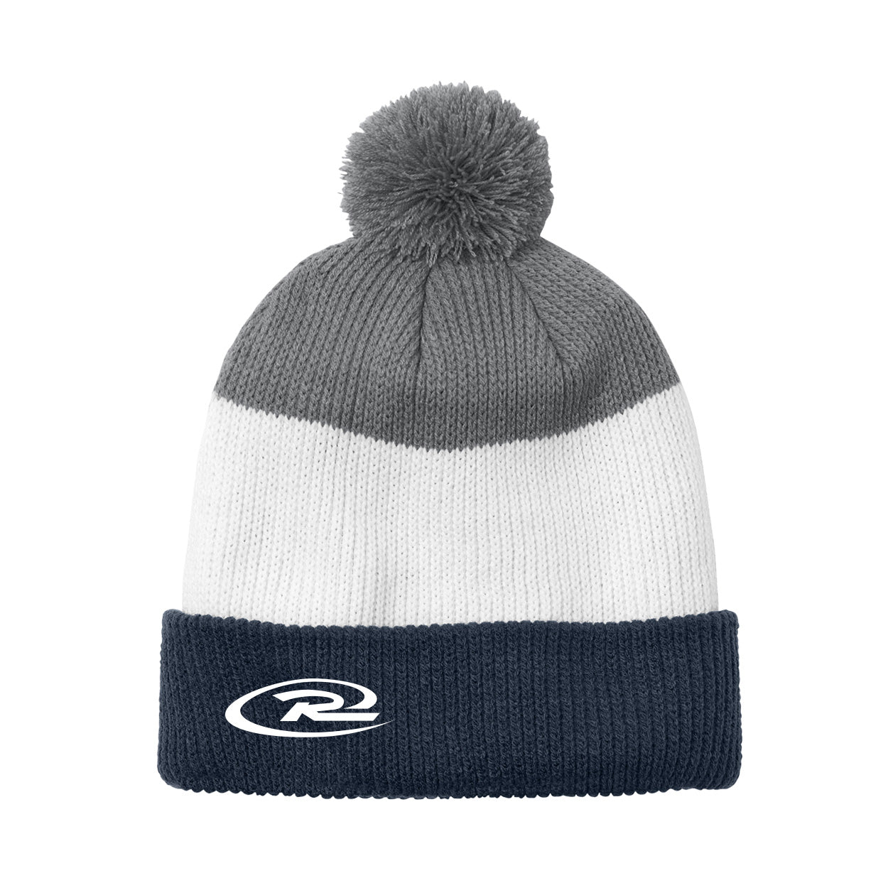 SAN DIEGO RUSH EMBROIDERED LOGO COZY STRIPED POM BEANIE