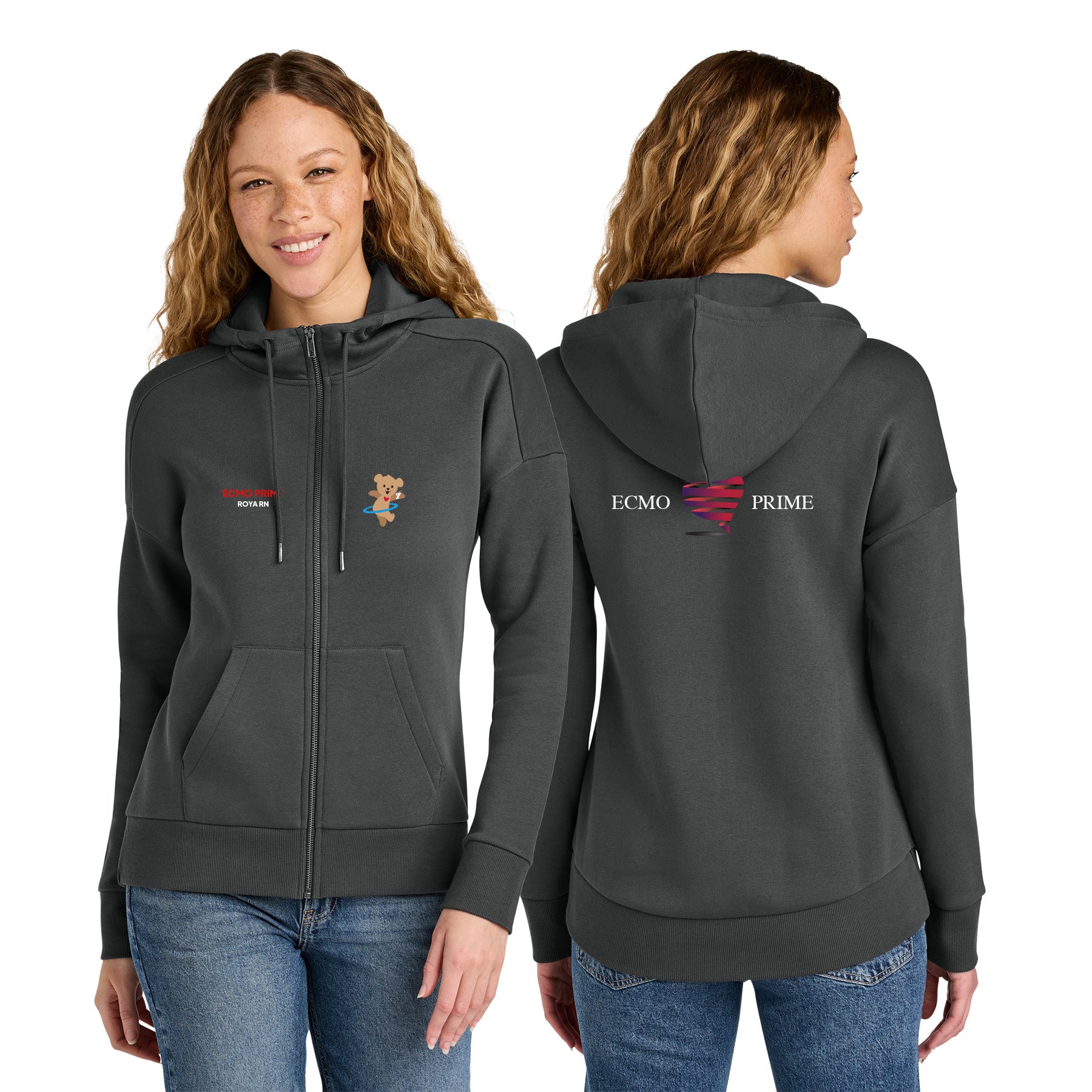ECMO PRIME Women's Fleece Drop Shoulder Full-Zip Hoodie