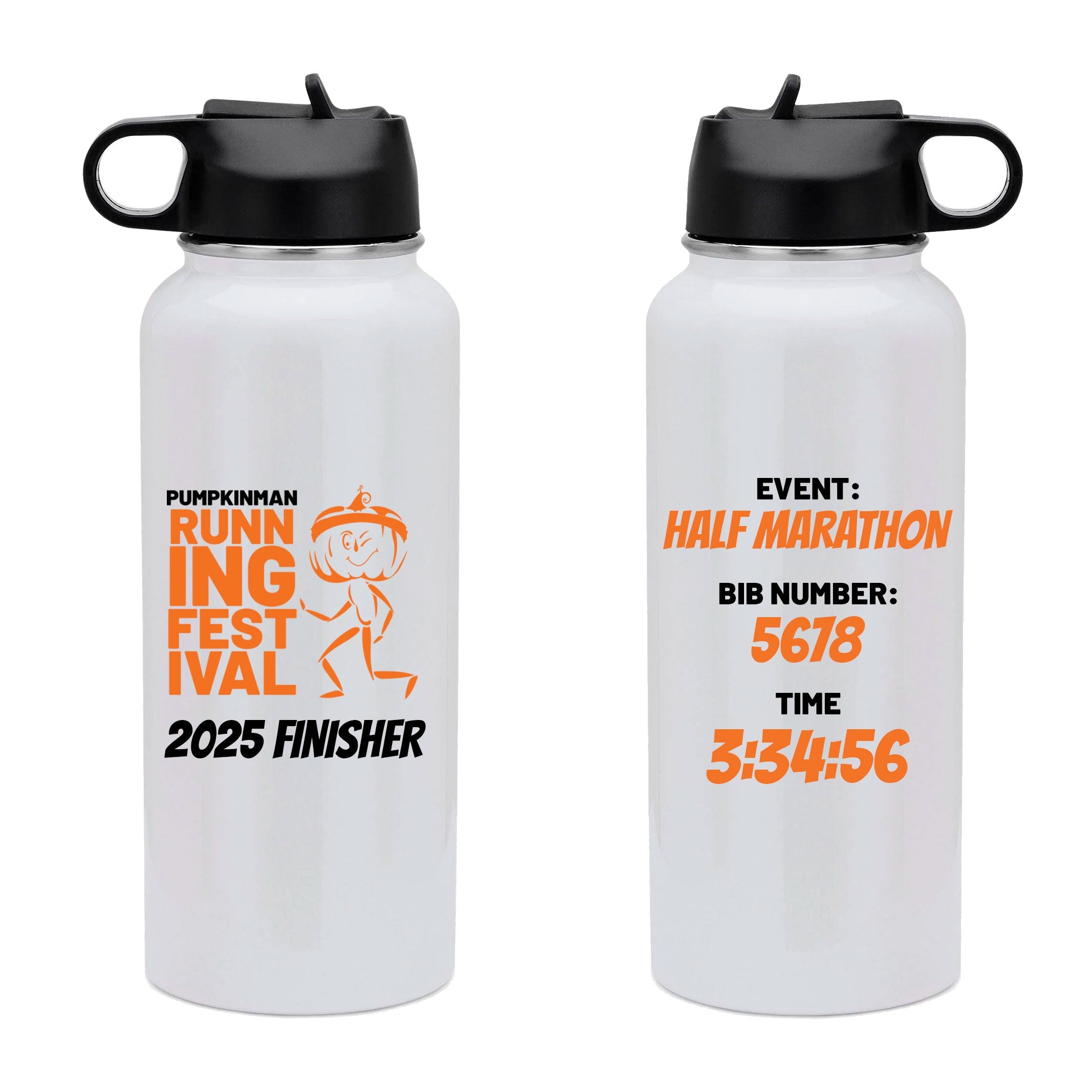 PUMPKIN HM & RF BIB EVENT AND TIME FINISHER 32OZ HYDRO WATER BOTTLE