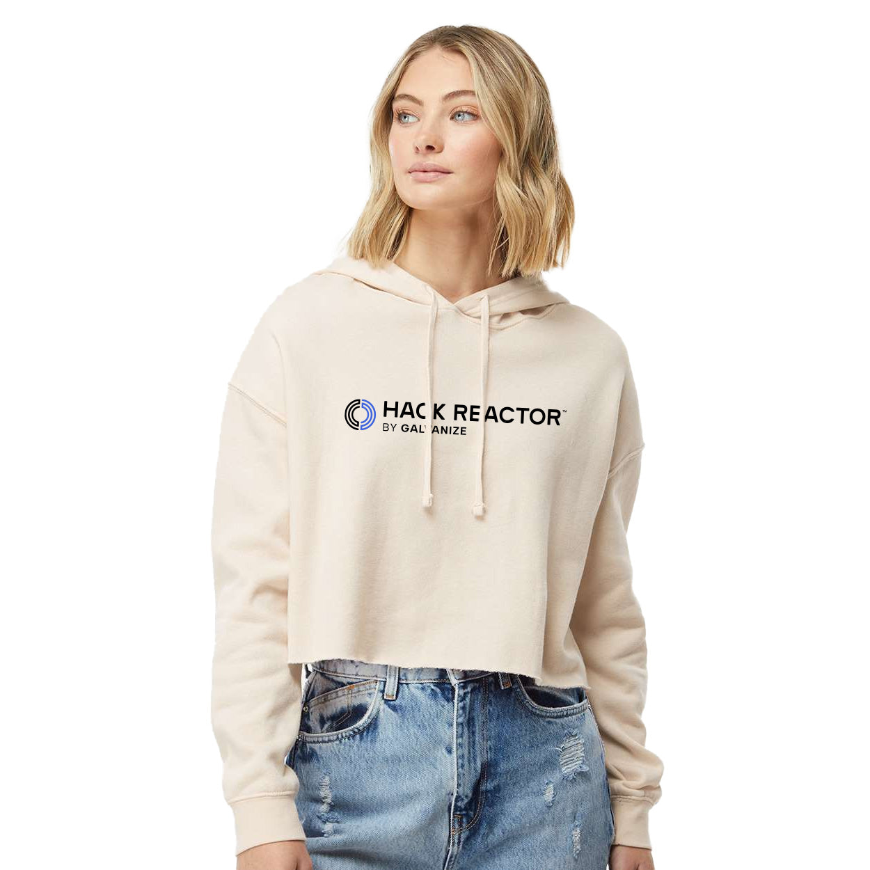 HACK REACTOR LOGO DISTRESSED - INDEPENDENT TRADING CO. CROP HOODED PULLOVER