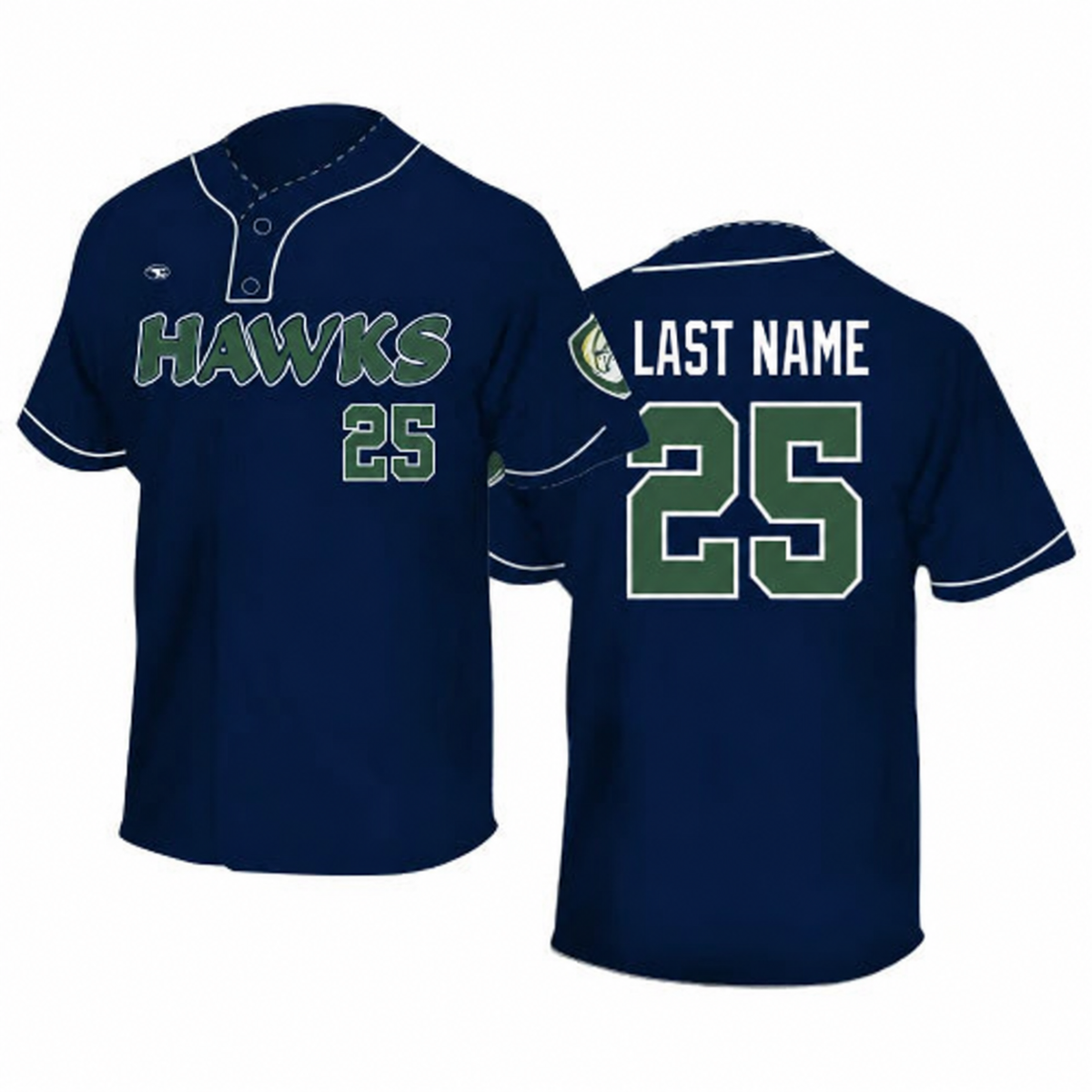 HAWKS NAVY FREESTYLE SUBLIMATED LIGHTWEIGHT TWO-BUTTON BASEBALL JERSEY