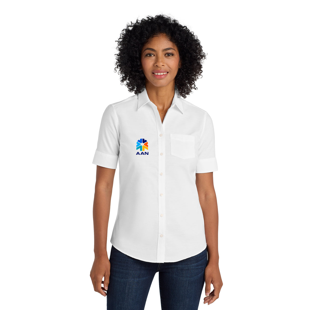AAN LOGO SHORT SLEEVE SUPERPRO OXFORD SHIRT
