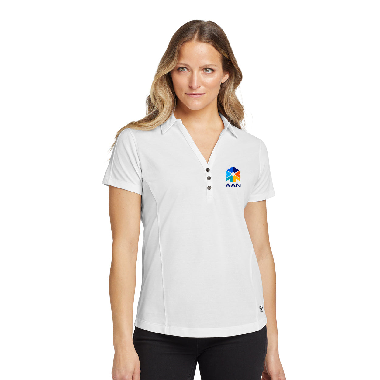 AAN LOGO LADIES ONYX POLO