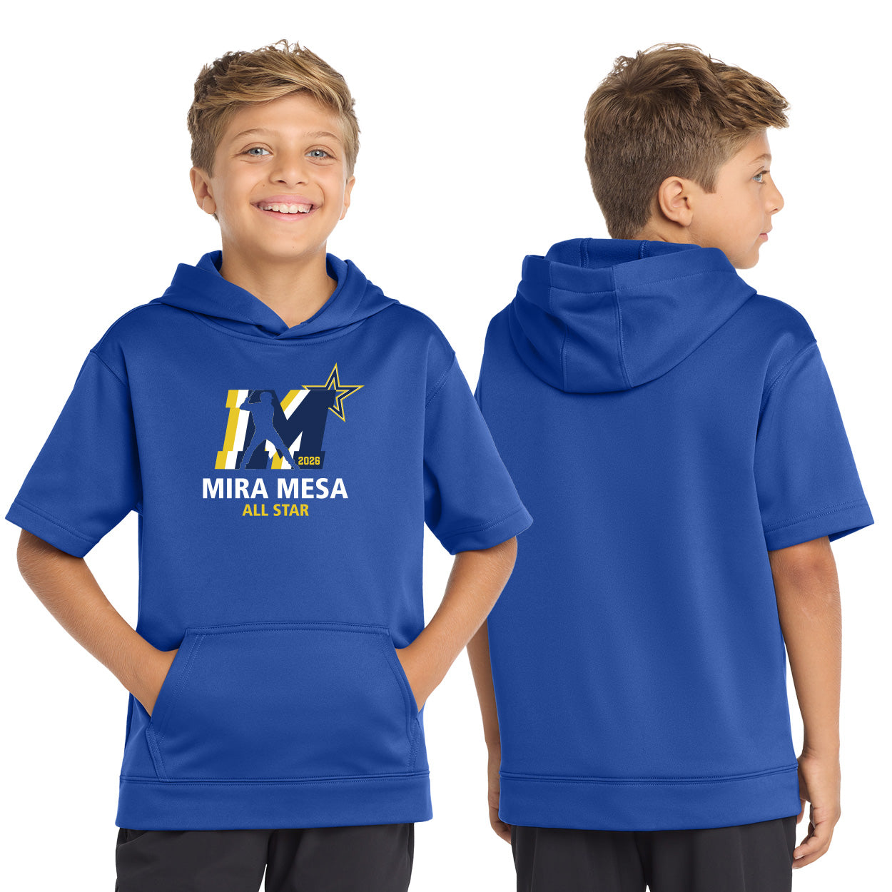 MMLL 26 ALL-STARS LOGO YOUTH PERFORMANCE FLEECE SHORT SLEEVE HOODED PULLOVER