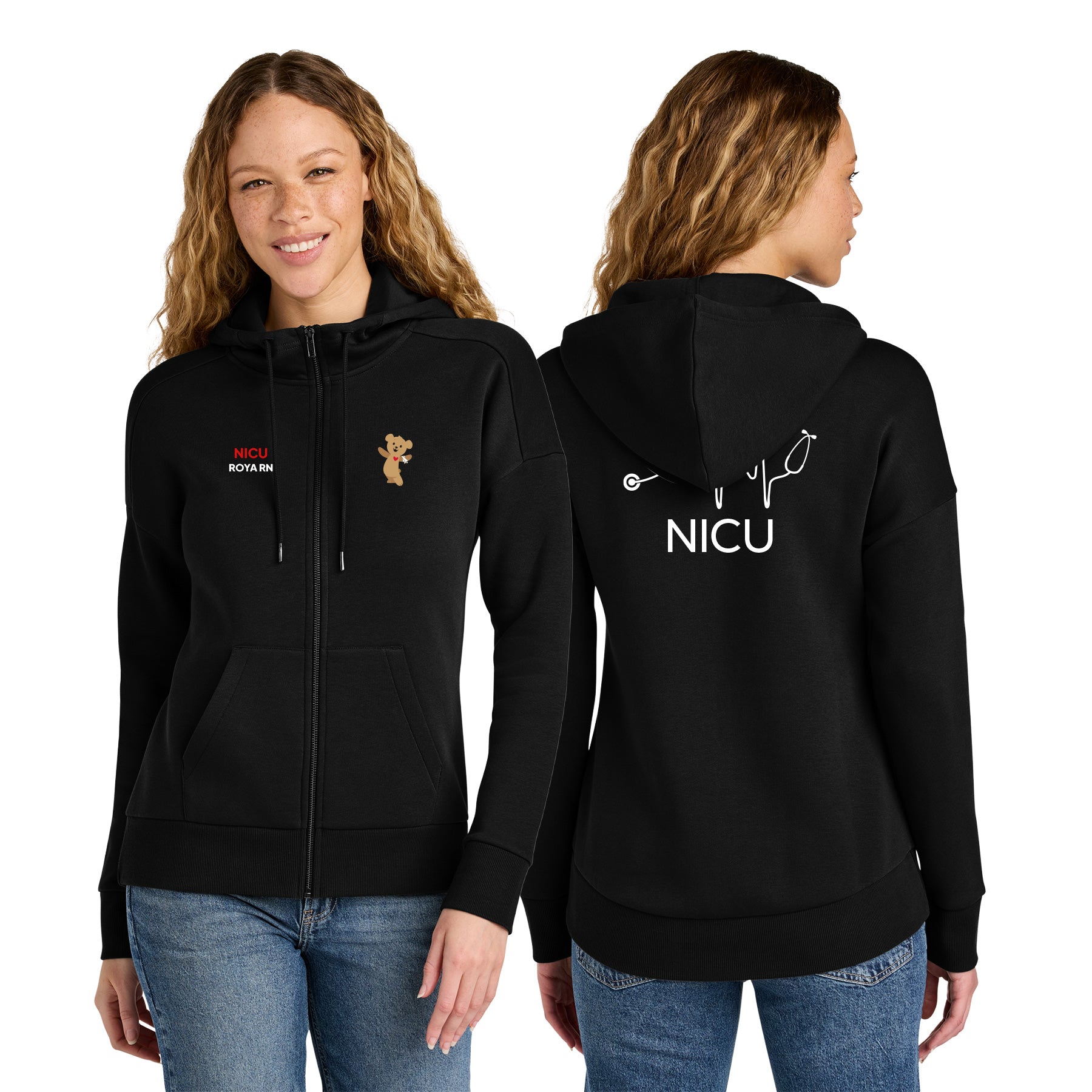 RADY NICU WOMEN'S FLEECE DROP SHOULDER FULL-ZIP HOODIE