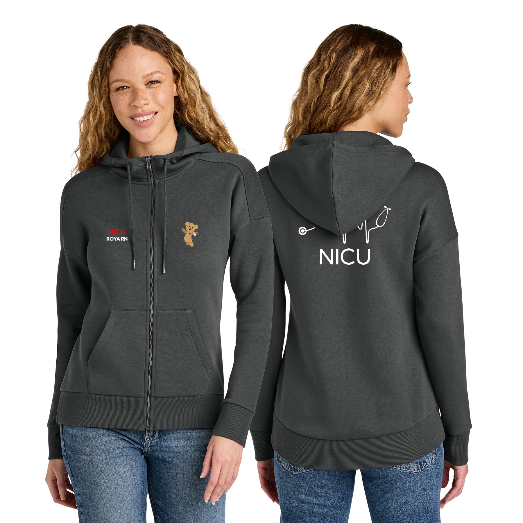 RADY NICU WOMEN'S FLEECE DROP SHOULDER FULL-ZIP HOODIE