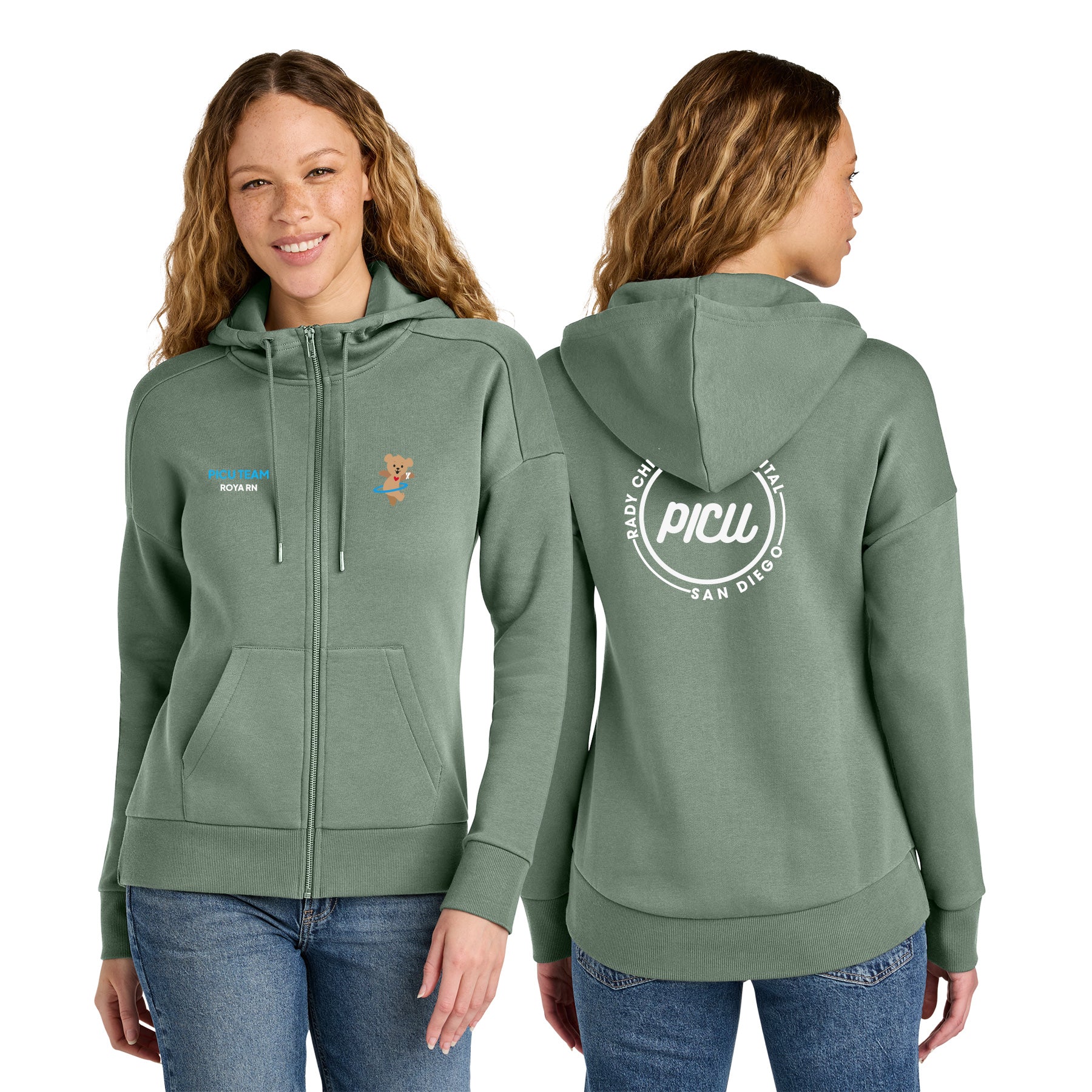 PICU Women's Fleece Drop Shoulder Full-Zip Hoodie
