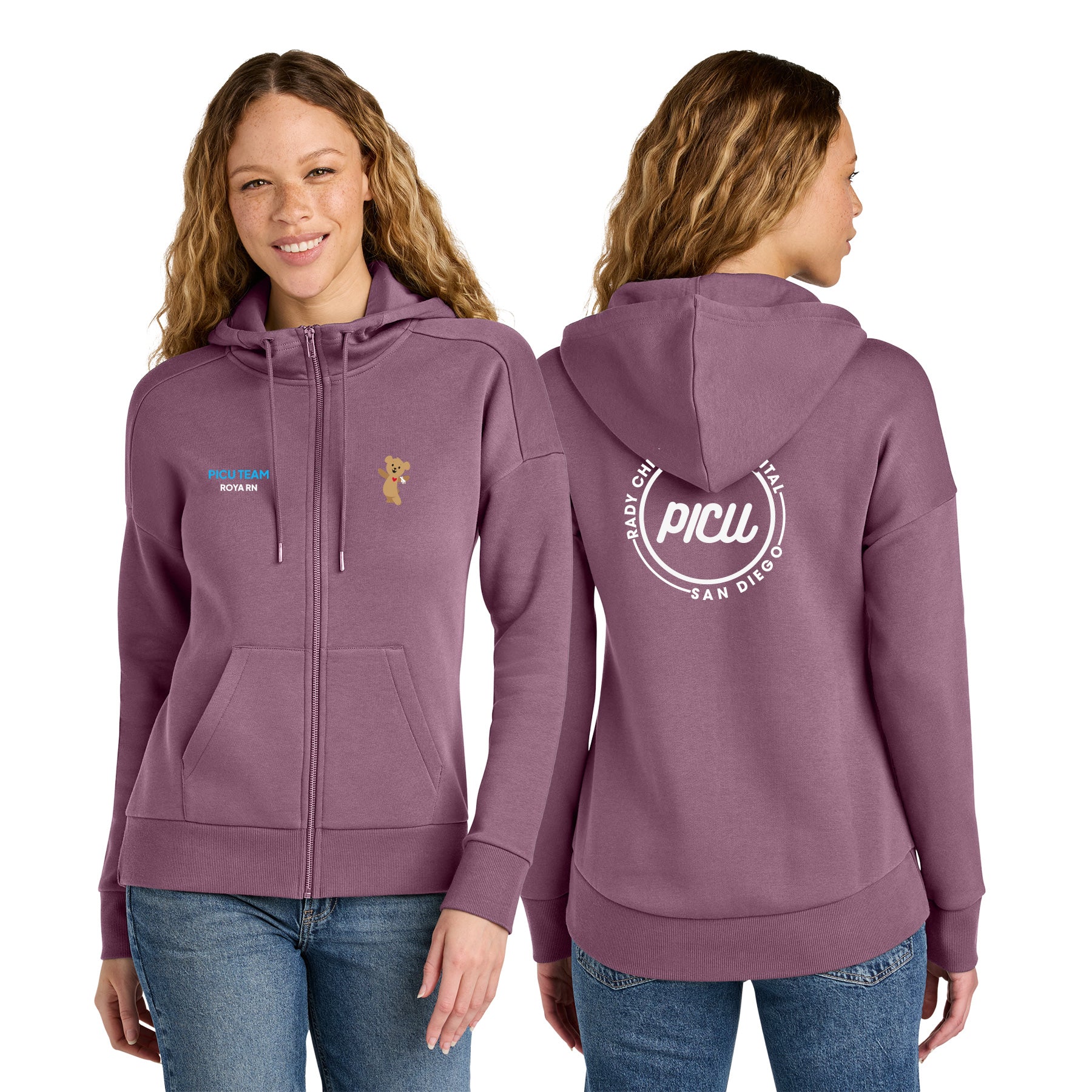 PICU Women's Fleece Drop Shoulder Full-Zip Hoodie