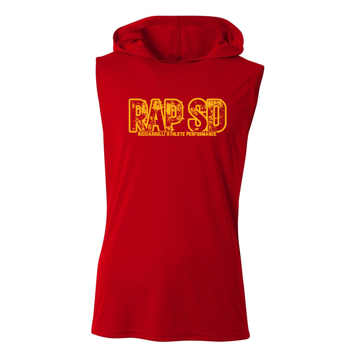 RAP SD LOGO COOLING PERFORMANCE SLEEVELESS HOODED TEE