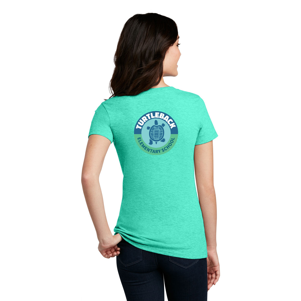 TURTLEBACK ELEMENTARY FRONT AND BACK LOGO WOMENÕS PERFECT BLEND¨ CVC TEE