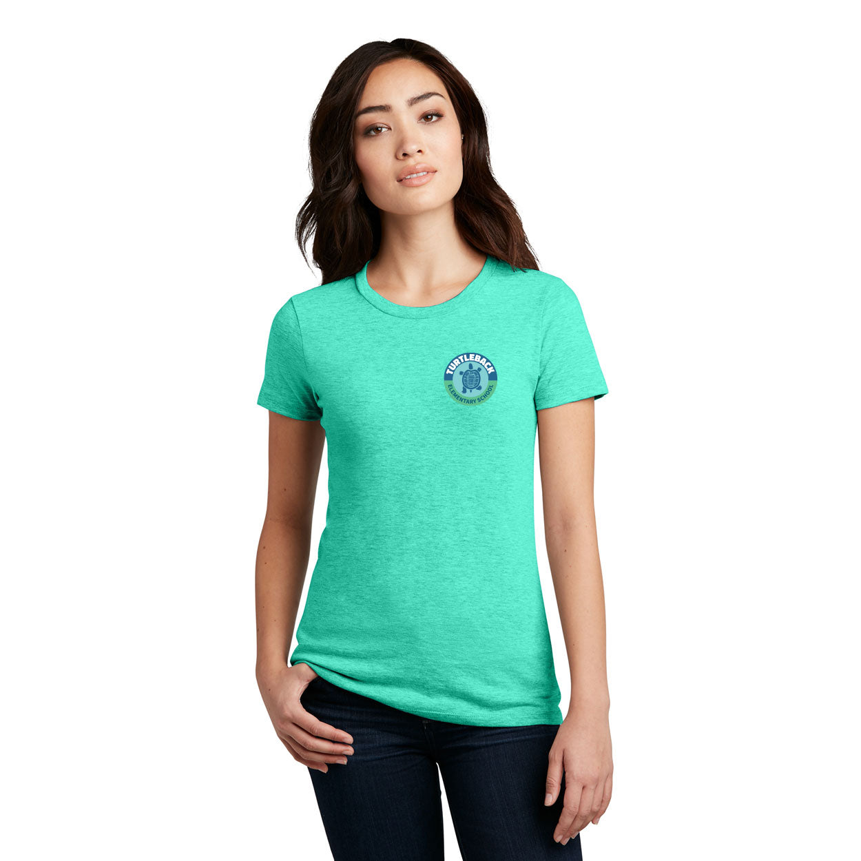 TURTLEBACK ELEMENTARY FRONT AND BACK LOGO WOMENÕS PERFECT BLEND¨ CVC TEE