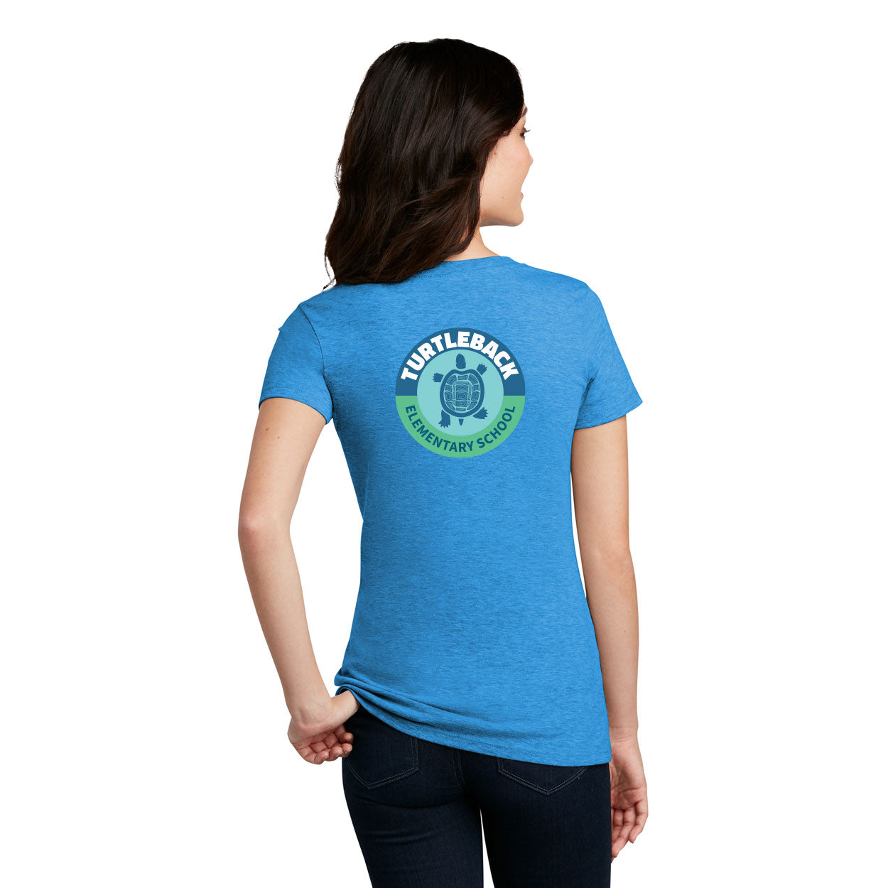 TURTLEBACK ELEMENTARY FRONT AND BACK LOGO WOMENÕS PERFECT BLEND¨ CVC TEE