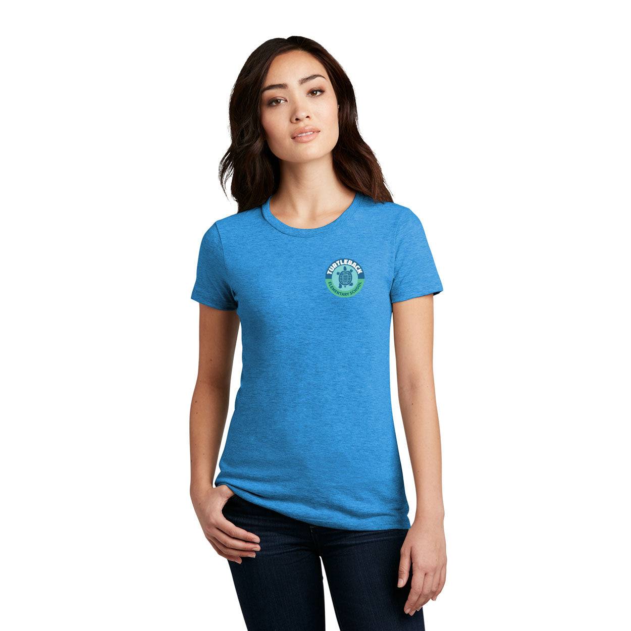 TURTLEBACK ELEMENTARY FRONT AND BACK LOGO WOMENÕS PERFECT BLEND¨ CVC TEE