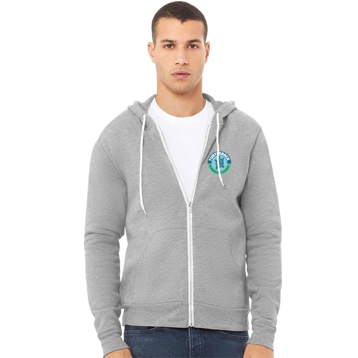 TURTLEBACK ELEMENTARY LEFT CHEST LOGO BELLA+CANVAS UNISEX SPONGE FLEECE FULL-ZIP HOODIE