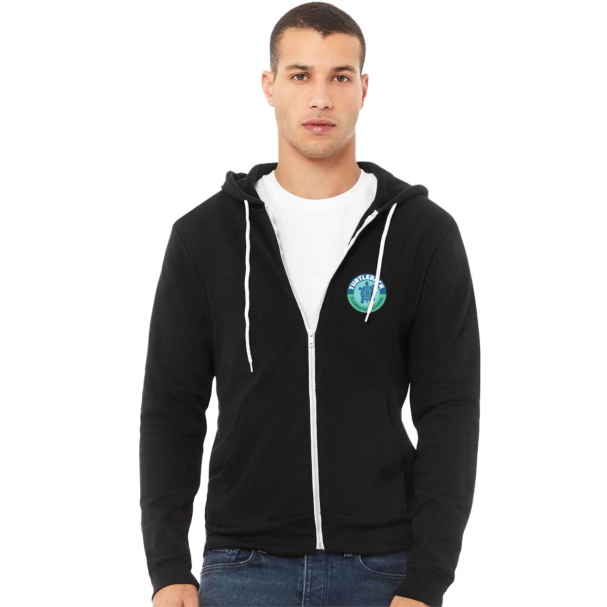 TURTLEBACK ELEMENTARY LEFT CHEST LOGO BELLA+CANVAS UNISEX SPONGE FLEECE FULL-ZIP HOODIE