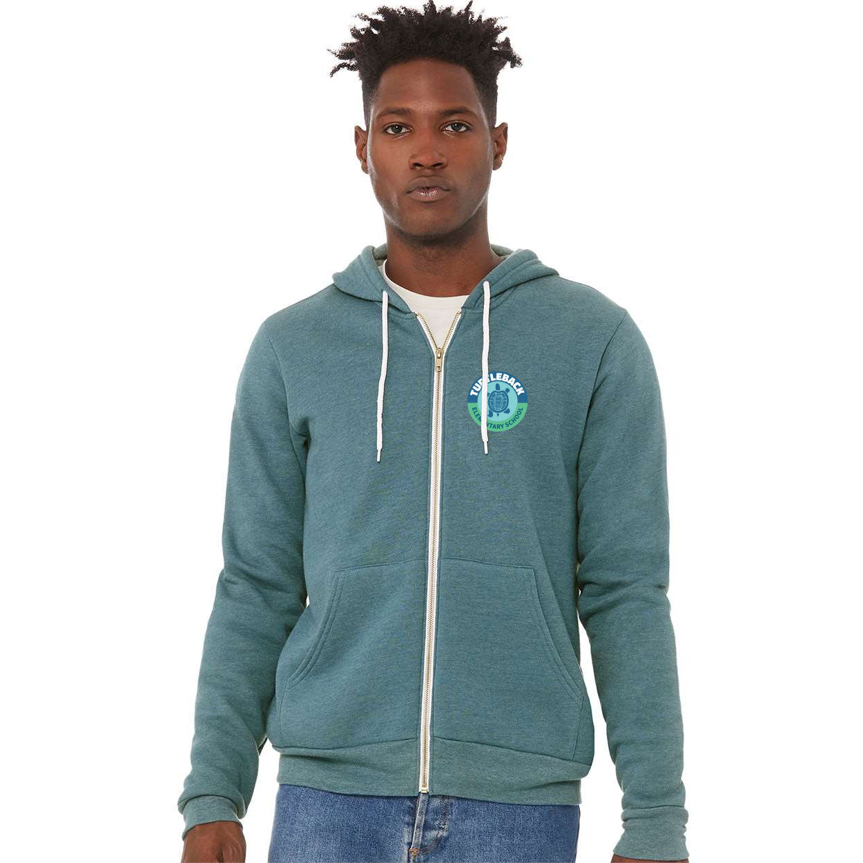 TURTLEBACK ELEMENTARY LEFT CHEST LOGO BELLA+CANVAS UNISEX SPONGE FLEECE FULL-ZIP HOODIE