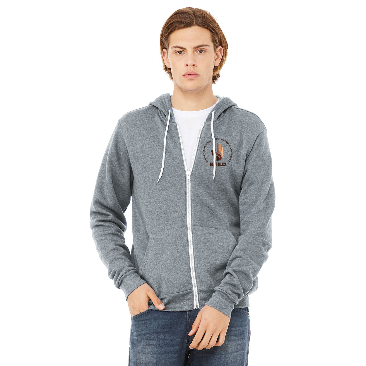 BUILD LOGO BELLA+CANVAS UNISEX SPONGE FLEECE FULL-ZIP HOODIE