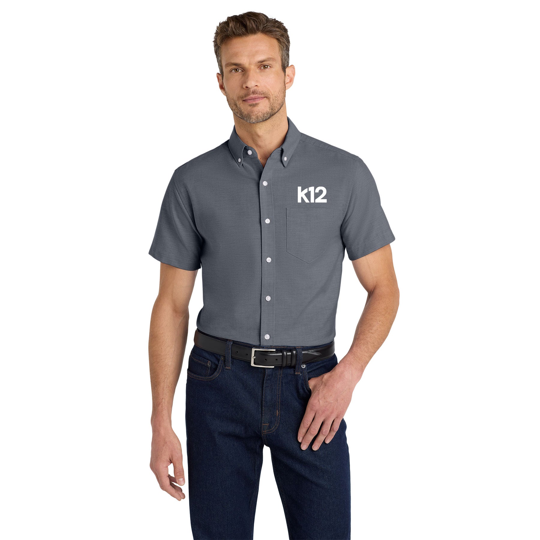 K12 LOGO SHORT SLEEVE SUPERPRO OXFORD SHIRT