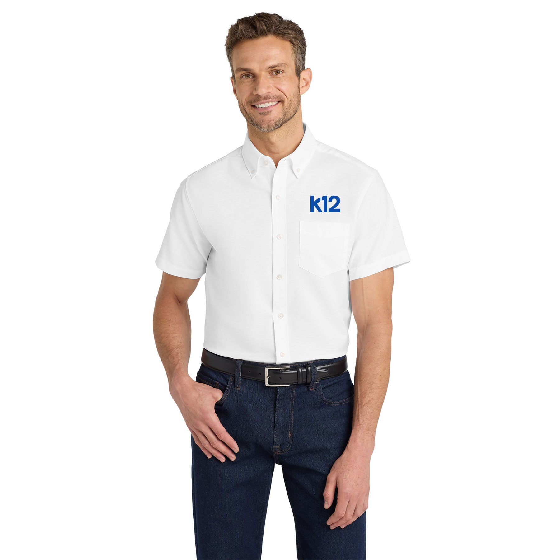 K12 LOGO SHORT SLEEVE SUPERPRO OXFORD SHIRT