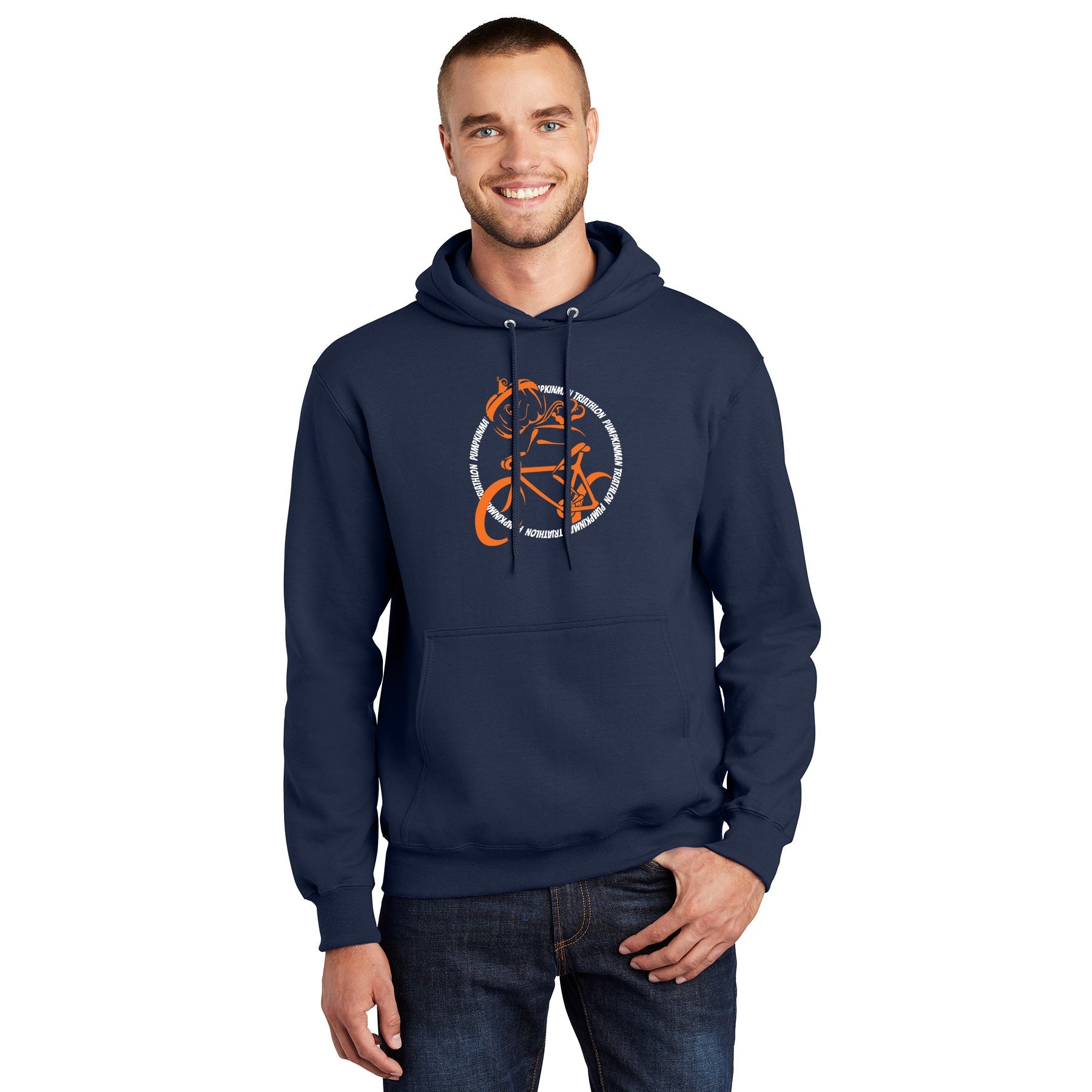 PUMPKINMAN TRIATHLON CIRCLE ESSENTIAL FLEECE PULLOVER HOODED SWEATSHIRT