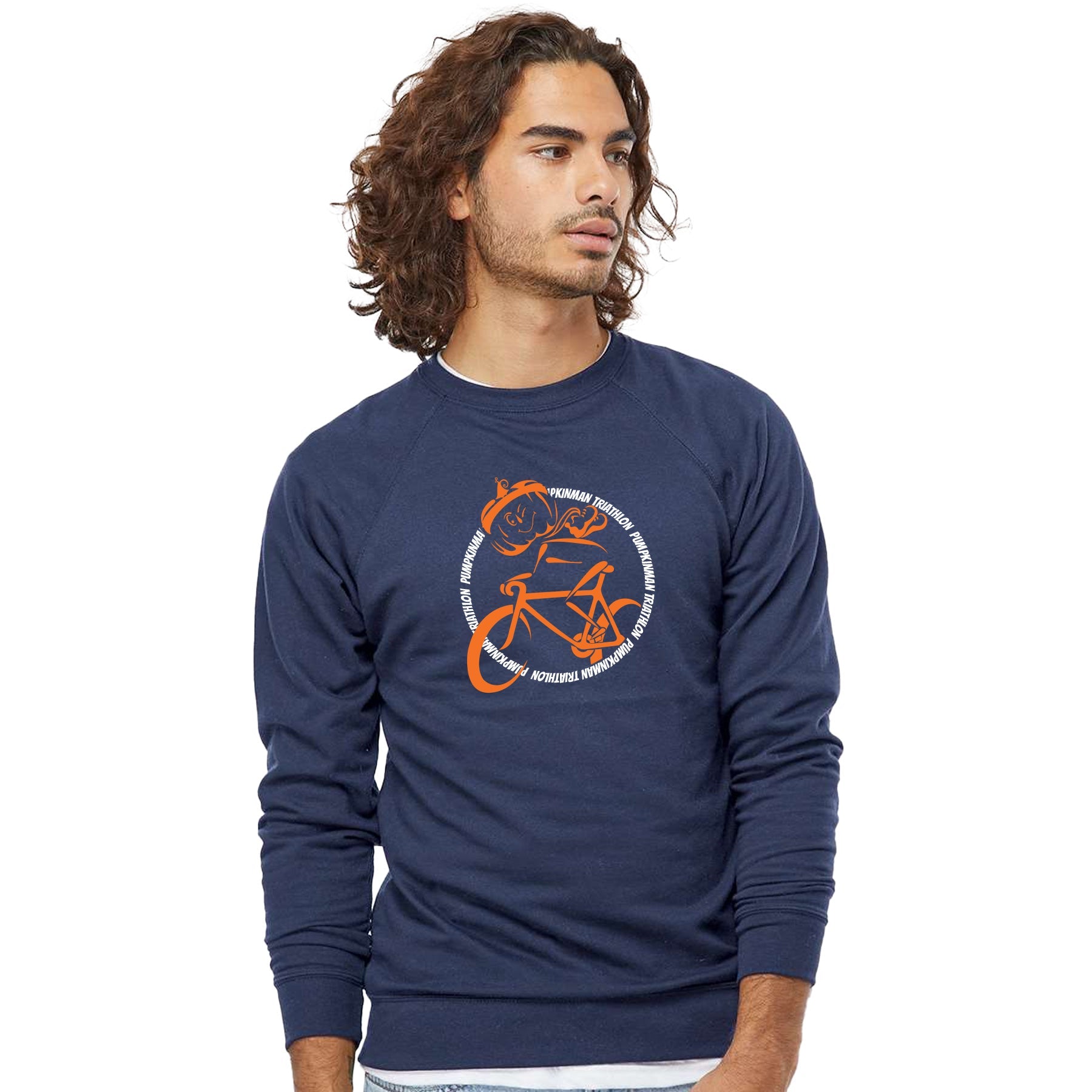 PUMPKINMAN TRIATHLON CIRCLE LIGHTWEIGHT LOOPBACK TERRY CREWNECK SWEATSHIRT